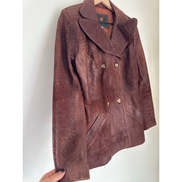 Ruggadier Vintage Brown Leather Double Breasted Blazer Jacket - Women’s Small - Picture 3 of 7